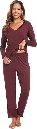 GYS Viscose from Bamboo Women's Pajama Sets Super Soft Long Sleeve Sleepwear Comfy Winter Pjs Sets S-4X
