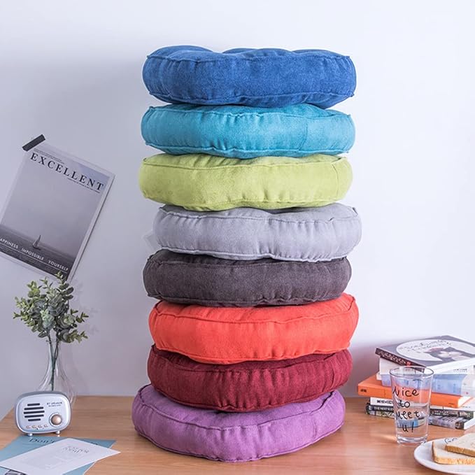 vctops Round Chair Pad Seat Cushion Solid Color Soft Chair Pads Comfy Velvet Cushion Pillow for Kitchen Dining Office Chair Kids Reading (Grey,Diameter 18")