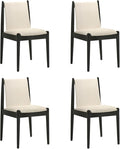 DUOMAY Upholstered Linen Beige Dining Chairs Set of 4, Wooden Armless Kitchen Chairs with Black Legs and Sturdy Frame for Dining Room, Restaurant, Living Room