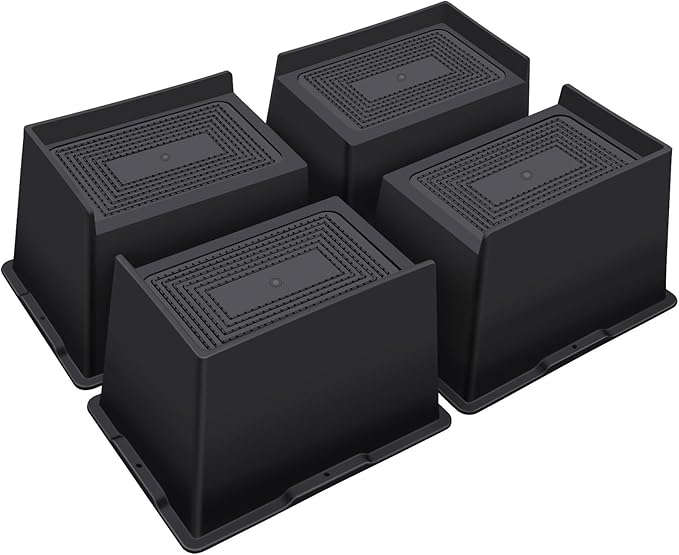 ANNKUT Bed Risers 5 Inch Heavy Duty,Oversized Couch Risers, Extra Wide Furniture Risers for Sofa Table Desk Headboard Chair Lifting,Rectangle Risering Blocks Support 6000 lbs(4 Pack Black)