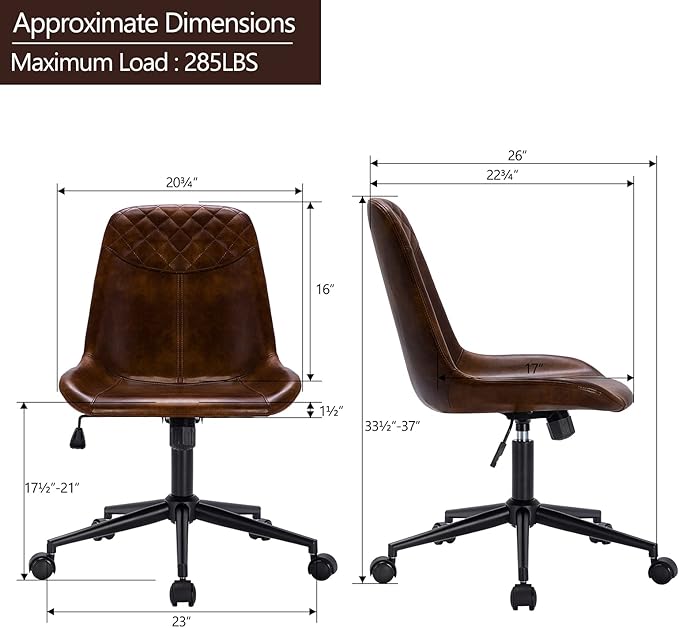 DUHOME Modern PU Leather Office Chair Desk Chair Swivel Computer Chair Dark Brown