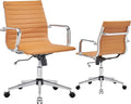 Ergonomic Office Chair with Lumbar Support Adjustable Swivel Mid Back Desk Chair PU Leather Computer Task Chair for Home Office 360° Rolling, Terracotta