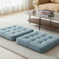 Velvet Floor Pillow Set of 2, Square Large Pillows Seating for Adults, Tufted Cushions for Meditation, Yoga Tatami Living Room Chair, Machine-Washable & Dryer-Safe, Pastel Blue, 22x22 Inch