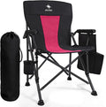 XL Premium Camping Chair - 400lb Capacity, Oversized 23.7" Wide Seat, Heavy Duty 600D Oxford Fabric, Padded Camping Chair Portable for Outdoor, Beach, Tailgate Parties Black/Red