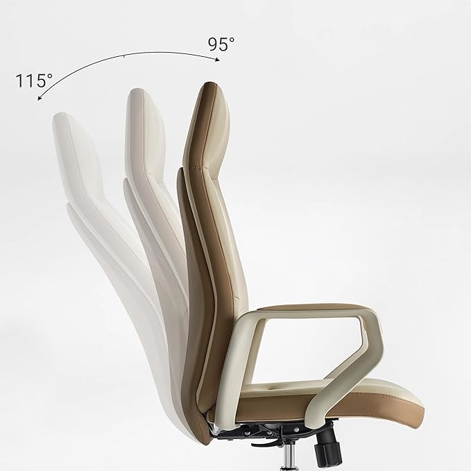 EUREKA ERGONOMIC Clara Executive Office Chair, Faux Leather Computer Task Chair, High Back Swivel Desk Chair with Lumbar Support and 3-Position Recline Lock, Beige-Brown