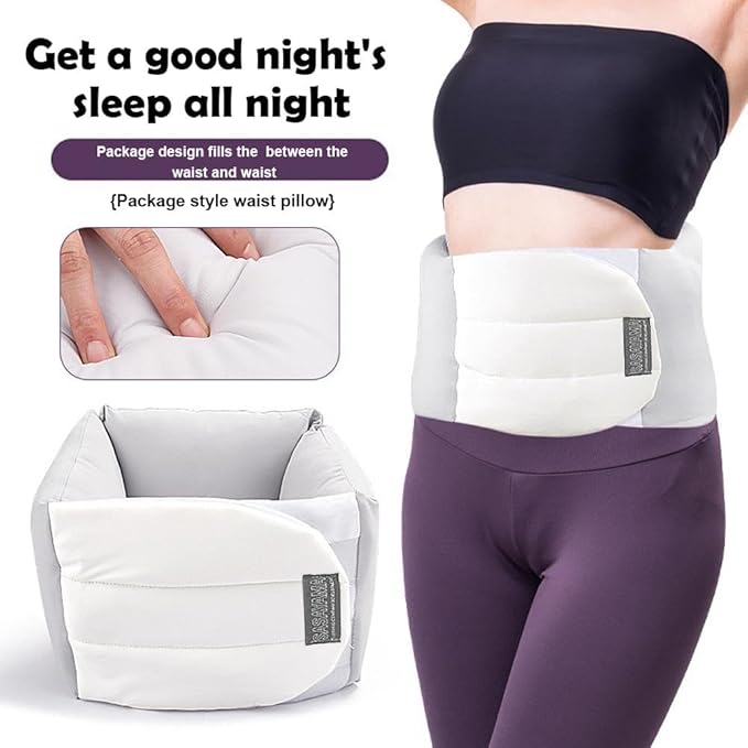 Lumbar Support Pillow for Sleeping, 360° Wrap-Around Adjustable Design with Breathable Fabric, Bed & Office Chair Cushion for Side Back Stomach Sleepers, Pillow for Sleeping, Driving and Office Use