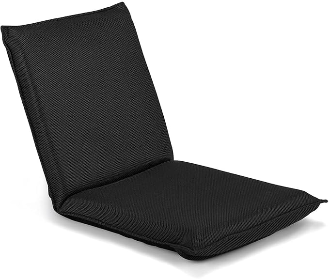 BestComfort Folding Floor Chair 6-Position Adjustable Meditation Chair Video Gaming Chair with Back Support for Reading TV Watching, Portable Floor Seat Lounge Sofa Chair for Kids Teens Adult, Black
