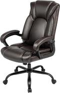 OUTFINE Office Chair Executive Office Chair Desk Chair Computer Chair with 5-Year hydrolysis-Resistant Leather Spring Cushion Ergonomic Support Tilting Function Upholstered in Bonded Leather (Brown)