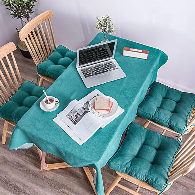 vctops Square Chair Pad Seat Cushion with Ties Solid Color Soft Chair Pads Comfy Velvet Cushion Pillow for Kitchen Dining Office Chair Kids Reading (Blue Green,18"x18")
