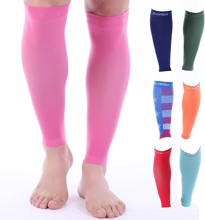 Doc Miller Compression Calf Sleeve for Men & Women – 20-30mmHg Graduated Support for Running, Shin Splints, Calf Strain – Knee High, Small to 6XL Plus Size