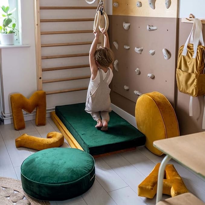 YIUOR Round Floor Pillow Cover Velvet Throw Seating Pouf Yoga Meditation Cushion Plush Case Reading Room Decor Cover Only (25.6IN, Green)