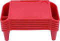 6 Pcs Kids Lap Desk Tray with Storage, 19.69 * 9.84 * 7.1in Desk Bulk Lap Table with Side Pockets and Slot, Portable Plastic Lap Bed Table for Writing Eating Game Classroom (Red)
