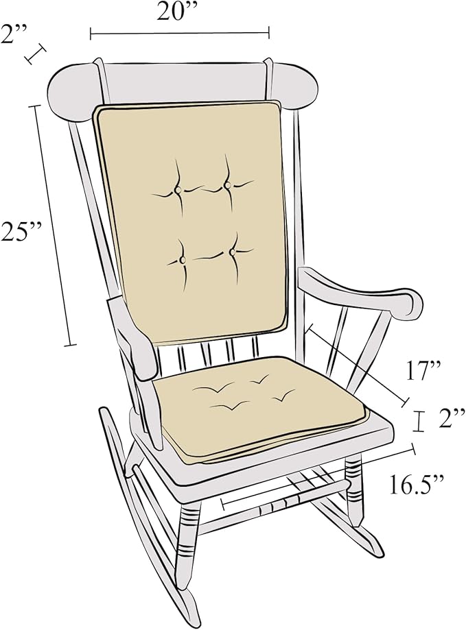 Klear Vu Embrace Rocking Chair Cushions for Living Room, Nursery, or Home Office, Tufted and Non-Slip Pads, 2 Piece Set, Seat 16"x15" and Seat Back 24"x17", Blue