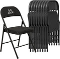 8 Pack Black Padded Folding Chairs Set - Comfortable Stackable Portable Chairs for Indoor Outdoor, Events, Parties, Office, Wedding (PU Leather, Classic Black,School Chair)