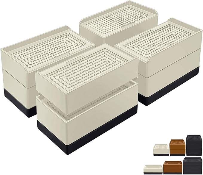 ANNKUT Furniture Risers 3 inch, Rectangle Adjustable Risers Blocks for Bed Sofa Table and Couch Lift to1.5 or 3 inch，Heavy Duty Support Up to 1,300 Lbs (4 Pack-Apricot)