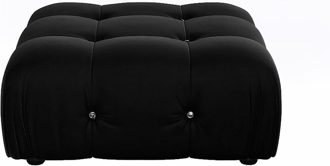 JACH Modern Ottomans Module for Living Room, Minimalist Comfy Breathable Ottoman, Velvet Ottoman for Living Room Apartment (Black)