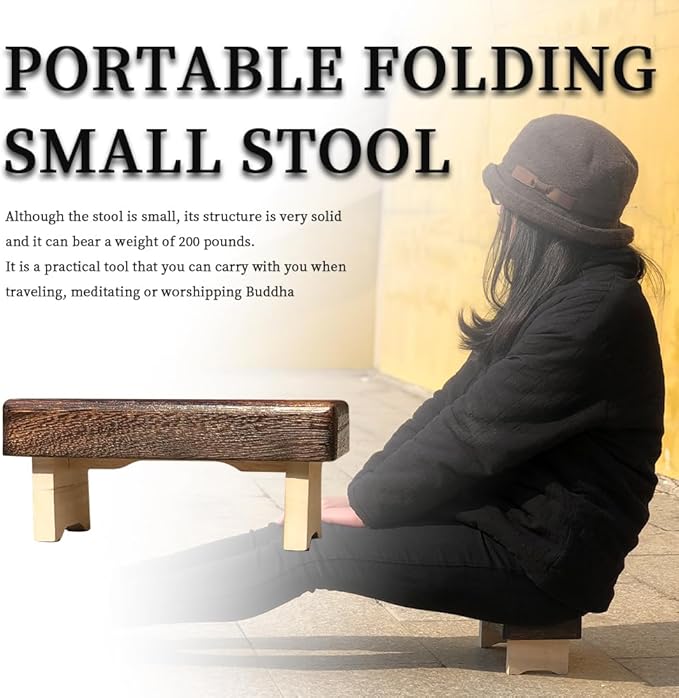 Stillgrain Foldable and Portable Meditation Bench - Seiza Stool, Suitable for Mindfulness Practice, Prayer, Yoga and Travel. Multiple uses: Step Stool, Decorative Shelf, Lightweight, eco-Friendly