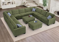 Legend Vansen Oversized Modular Sectional Sofa,8 Seat U Shaped Couch with Ottoman,Corduroy Sofa with Deep Seat,Convertible Large Sectional Couches for Living Room (Olive, U-13)