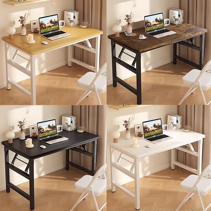 47.2 Inch Foldable Desks for Small Spaces,Foldable Desk No Assembly,Small Table for Bedroom,White.