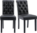 chairus Dining Chairs Set of 2 Mid Century Modern Living Room Chairs with Button Tufted High Back PU Leather Armless Chair Comfy Upholstered Side Chairs for Kitchen/Restaurant/Bedroom, Black