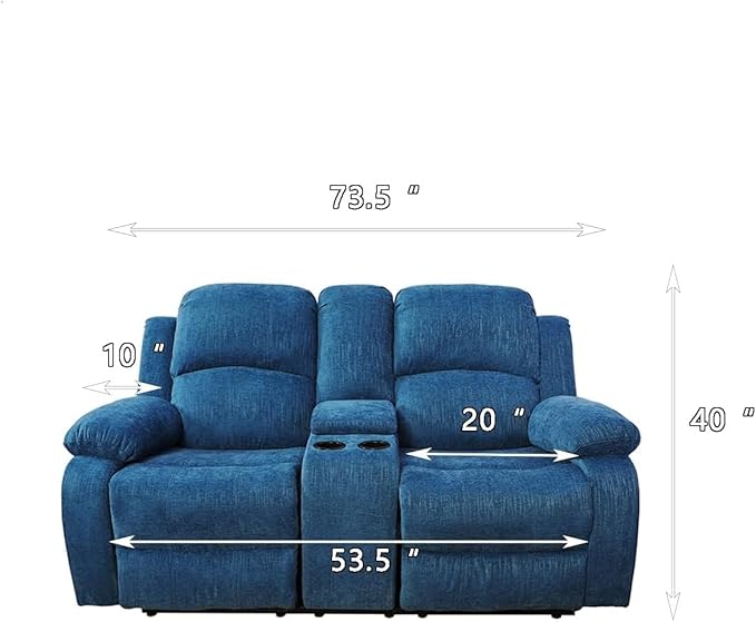 AYCP Microfiber Living Room Furniture Set Reclining Sofa Set Loveseat Furniture Sets in Living Room Sofa Recliners (Loveseat, Blue Microfiber)