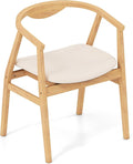 GOFLAME Bamboo Accent Chair, Mid-Century Modern Armchair with Padded Seat, Curved Backrest and Wrap-Around Armrest, Upholstered Reading Chair, Leisure Chair for Living Room, Bedroom