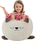 COMAX Bean Bag Chairs for Kids, Kid Beanbag Chair Cute Cat with Filler, Big Toddler Lazy Floor Stuffed Couch Sofa for Girls Boys, White