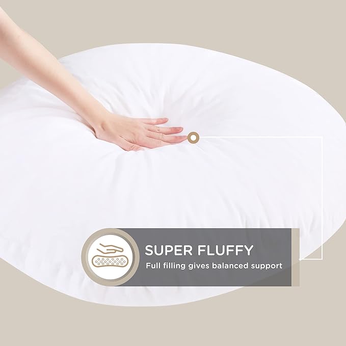Codi Round Floor Pillow Insert 2 Sets, Large Thick Meditation Cushion, Circular Seating Cushions and Pouf Inserts, 32 Inch, Memory Foam Added, Advanced