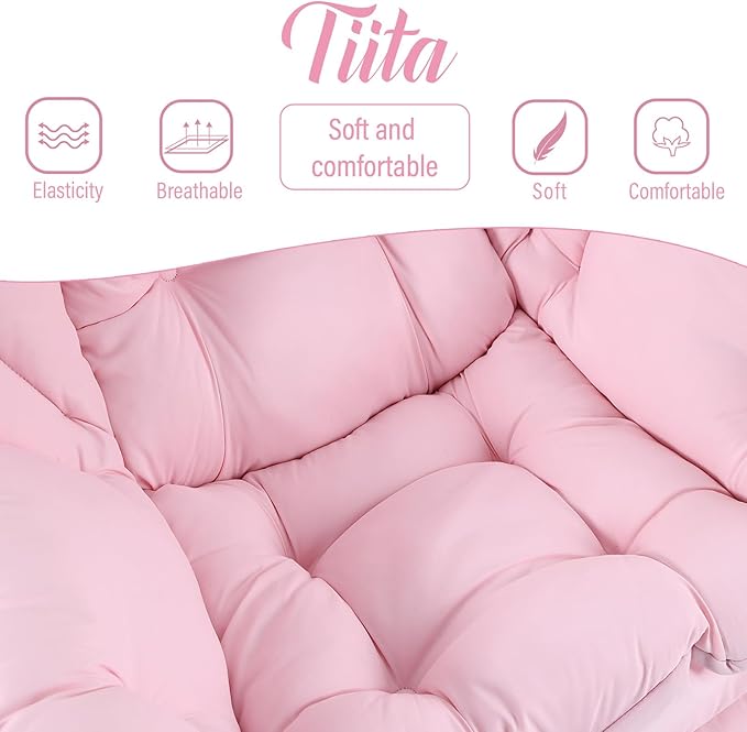 Tiita Lazy Chair, Pink Chair Modern Large Accent Lounge Armchair, Comfy Leisure Sofa Reading Chair for Bedroom, Living Room, Dorm Rooms, Garden and Courtyard, Pink