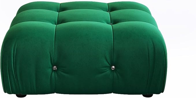 JACH Modern Ottoman Module for Living Room, Minimalist Comfy Breathable Footstool, Velvet Ottoman for Living Room Apartment (Green)