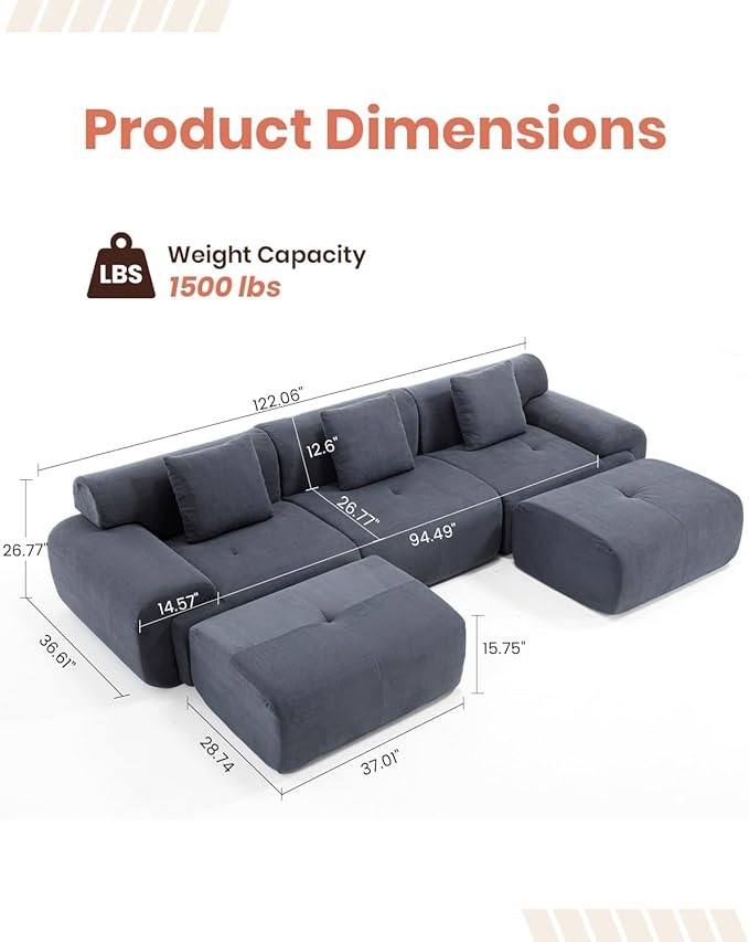 MastonHome Soft Boneless Lounge Couch for Apartment Living, Ideal for Renters & Small Homes, Casual Seating for Relaxing in Living Rooms