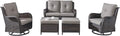 Rilyson Wicker Patio Furniture Set - 5 Piece Rattan Outdoor Sectional Conversation Sets with 2 Rocking Swivel Chairs,2 Ottomans and 1 Loveseat for Porch Deck Garden(Brown/Grey)