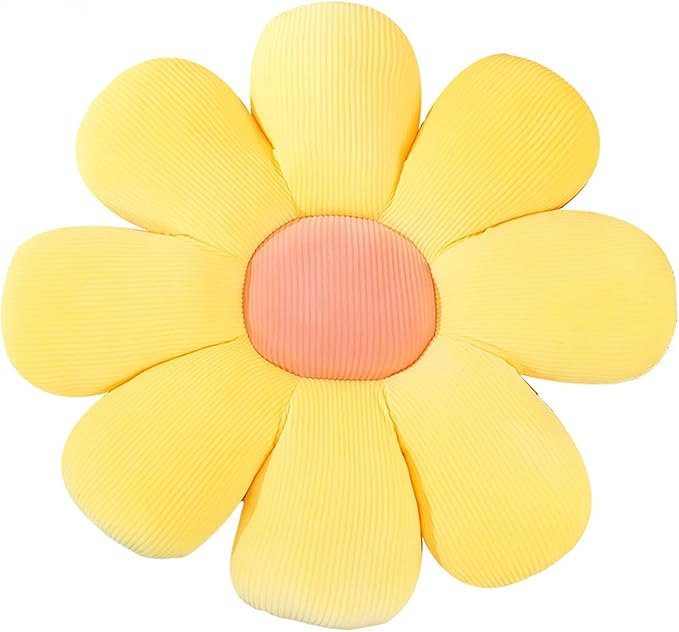 Grafingy Flower Pillow, Flower Shaped Throw Pillow Floor Pillow Soft Seating Cushion Room Decor Plush Pillow for Bedroom, Sofa, Bed, Reading (15 inch, Yellow)