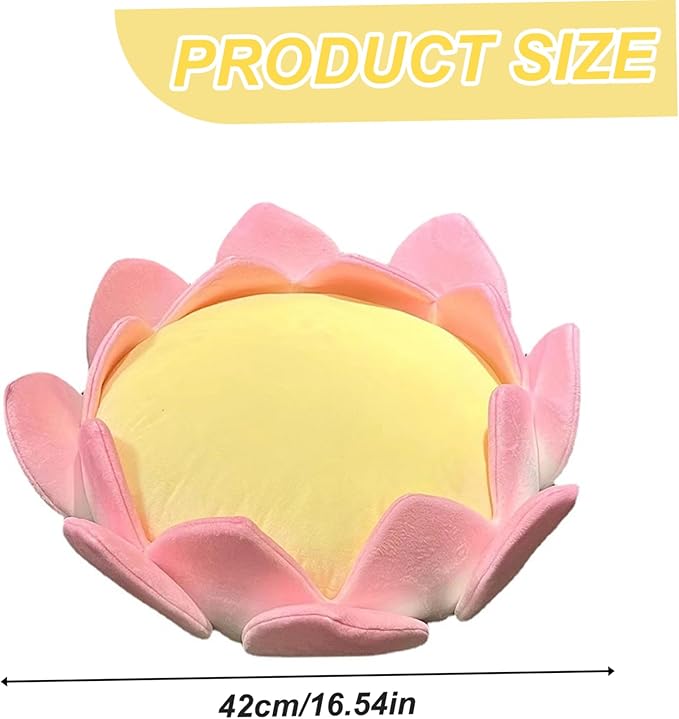 Jcasbdn Flower Floor Cushion 16.5 Inch Lotus Flower Floor Pillow Soft & Stuffed Pillow with Detachable Core Non-Slip Plush Seat for Sitting, Nap, Meditation