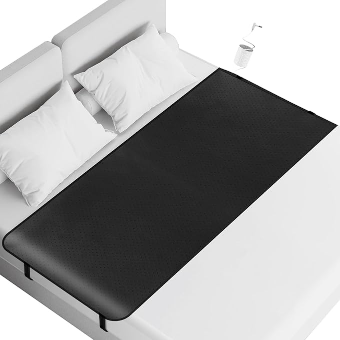 earthzhenxin Grounding Sheets, Grounding Mat for Bed, Improve Sleep Quality, Relieve Stress, Anti-Static Mat Suitable on Bed (Black, Queen - 60"x27")