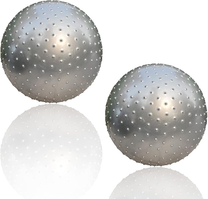 penepico Large Sensory Massage Ball for Kids, 33.5" 85CM Bouncy Exercise Balls, Big Inflatable Balls with Tactile Spikes, Outdoor Play Yoga Balls, Large Beach Ball (2 Set Grey)