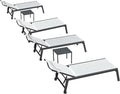 PURPLE LEAF Outdoor Oversized Lounge Chair Set Patio Chaise Pool Lounger Aluminum Frame with 2 Side Table and Wheels for Outside Sunbathing Tanning Recliner Including Pillows White