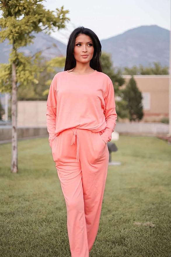 PRETTYGARDEN Women Fall 2 Piece Lounge Outfit Long Sleeve Tops High Waisted Jogger Pants Set Spring Travel Clothes Tracksuit