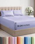 Extra Deep Pocket Cal King Sheets - 4 Piece Breathable & Cooling Bed Sheets - Hotel Luxury Bed Sheet Set - Soft, Wrinkle Free & Comfy - Easily Fits Extra Deep Mattresses - Deep Pocket Lavender Sheets