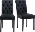 chairus Dining Chairs Set of 2 Mid Century Modern Living Room Chairs with Button Tufted High Back Velvet Chair Comfy Upholstered Side Chairs for Kitchen/Restaurant/Bedroom, Black