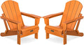 SERWALL Foldable Adirondack Chair Set of 2 for Patio Garden Outdoors Fire Pit Chairs-Orange