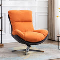 DUOMAY Swivel Lounge Chair Modern Linen Soft Accent Chair with Chrome Base, 34" Wide Relax Glider Rocker Chair for Living Room Bedroom Reading Room Office, Orange