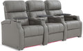 Weilianda Home Theater Seating, Top Grain Leather Sectional Seats Recliner Chair, Zero Gravity Reclining Sofa with Power Headrest 7 Colors Ambient Lighting USB C Charge Row of 3 Grey