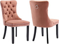 YeahFurn Pink Mid Century Modern Dining Chairs Set of 2, Velvet Upholstered Kitchen & Dining Room Chairs with Nailhead Trim & Solid Wood Legs, Elegant Sillas De Comedor (Pink, 2 Pcs)