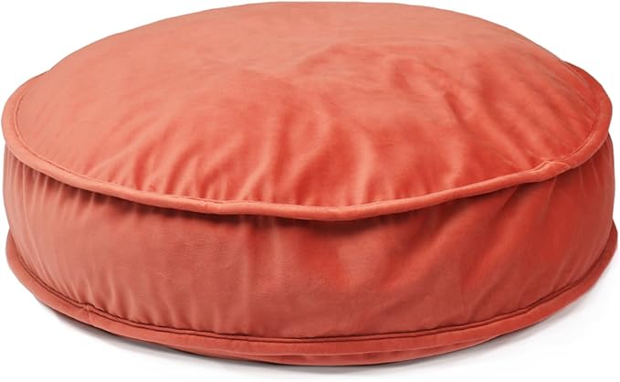 YIUOR Round Floor Pillow Cover Velvet Throw Seating Pouf Yoga Meditation Cushion Plush Case Reading Room Decor Cover Only (19.7IN, Brick Red)
