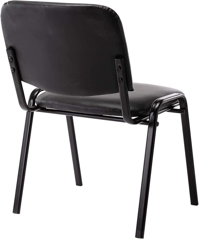 Conference Room Waiting Chairs 5 Pack Black Office Chairs No Wheels PU Leather Lobby Chairs Armless Desk Chair for Meeting/Guest Room/Events