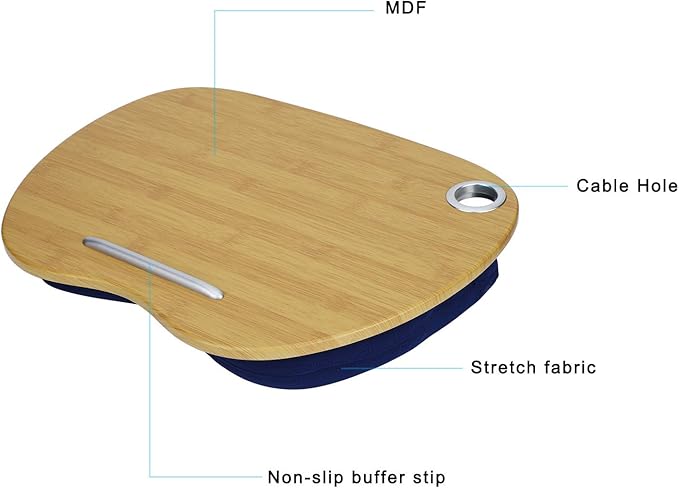 Multifunction Laptop Desk, Portable Lap Desk for Home Office, 3 - in - 1 Laptop Stand with Cushion, Bed Table for Writing Learning, Lightweight MDF Board for Indoor Outdoor Use (Blue)