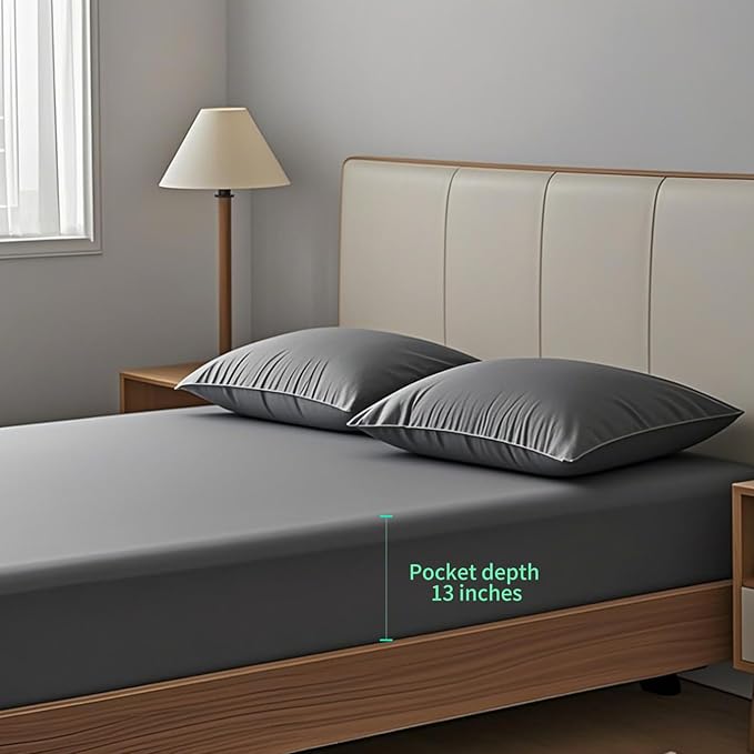 NAGS® Grounding Sheets,Grounding Bedding Sheet, Soft Cotton with Pure Silver Fitted Grounded Sheet for Improved Sleep,Pain Relief (Dark Gray, King)