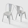 Metal Dining Chairs Set of 2,Stackable Tolix Chair Indoor/Outdoor for Kitchen,Cafe,Restaurant,Bistro & Patio Multiple Colors(Silver)