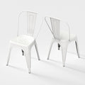 Metal Dining Chairs Set of 2,Stackable Tolix Chair Indoor/Outdoor for Kitchen,Cafe,Restaurant,Bistro & Patio Multiple Colors(White)